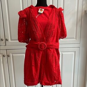 NWT! FARM Rio Red Eyelet Romper